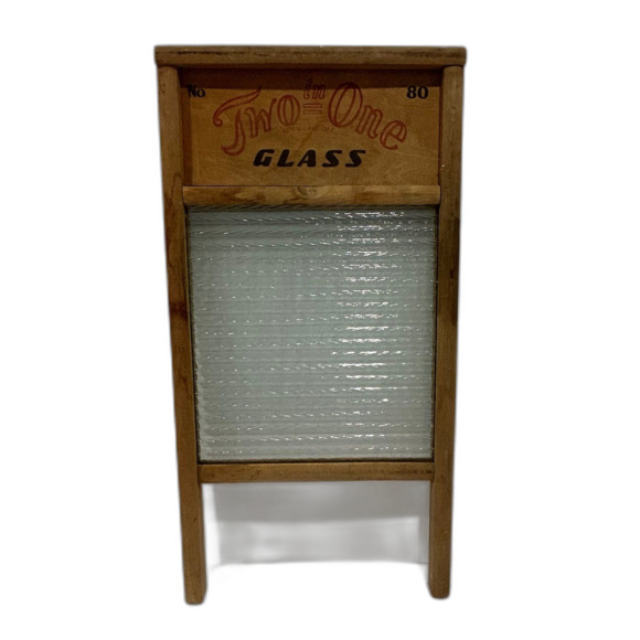 Vintage Two in One Washboard with Glass Rubbing Surface Standard Family Size - Picture 2 of 12